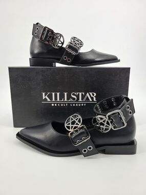 Killstar Black Buckled Pentagram Maryjanes Size 5